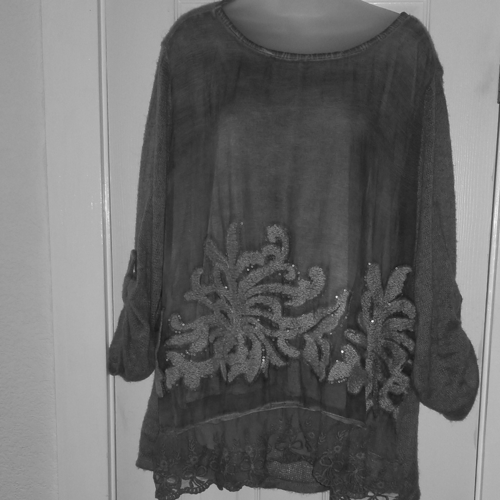 Grey dual layer sweater